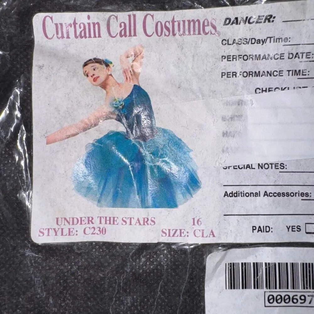 Curtain Call Dance Costume Ballet C230 Size CLA Large Size 14 Blue Recital‎
